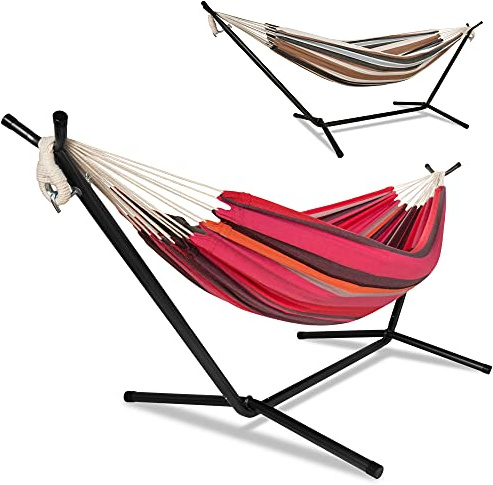 ib style®Kalani Hamac de Jardin | avec Cadre | Capacité de Charge: 200kg | 2 Couleurs différentes | Rouge