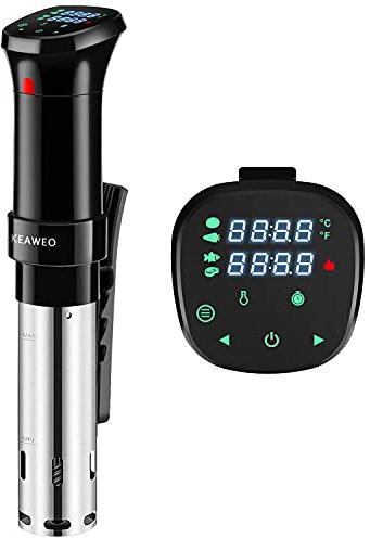 KEAWEO Sous Vide, Thermal Immersion Circulator Water Baths Stick, Low Temperature Slow Cooking, Accurate Temperature Timer Control Machine, Fast Heating, Stainless Steel, Quiet, Sou Vide Cooker 1100W
