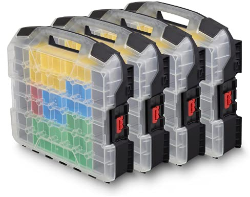 W-BOXX 102 - Noir - Avec 4 boîtes de rangement - Boîte de rangement en L - Boîte à vis avec couvercle - Magazine de petites pièces - De L-BOXX