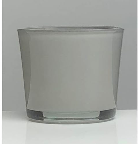 innaGLAS Cache-Pot en Verre Alena, Gris, 16cm, Ø17cm - Pot de Fleurs