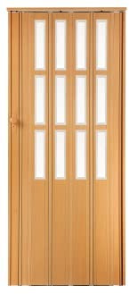 Standom Falttür Schiebetür buche farben mit Schloß Schlüssel Verschließbar und Fenster Höhe 203 cm Einbaubreite bis 85 cm Doppelwandprofil Neu, 203 x 85