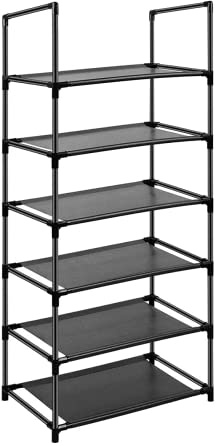 Easyhouse Scarpiera a 6 Ripiani, Organizzatore per Scarpe, Scarpiera Stretta e Alta, Scaffale Portascarpe in Metallo, Ripiani in Tessuto Non Tessuto per Ingresso, Corridoio, Soggiorno