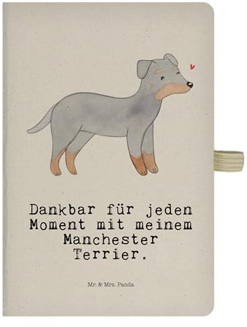 Mr. & Mrs. Panda DIN A4 Baumwoll Notizbuch Manchester Terrier Moment - Geschenk, Notizen, Welpe, Notizheft, Kladde, Hund, Schreibheft, Adressbuch,