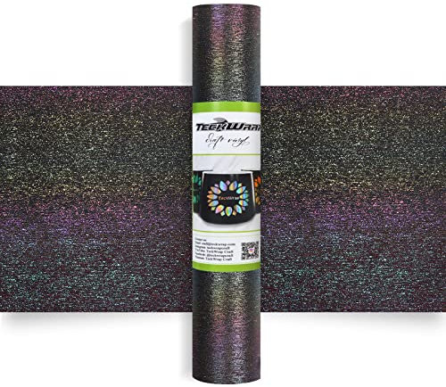 TECKWRAP Glitter Brushed Vinyl Adhesive Vinyl Craft Vinyl for DIY Home Decor, Party Decoration, Craft Cutter 1ft x 5ft, Nebula Black