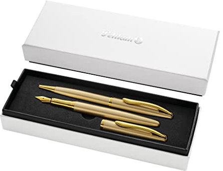 Pelikan Jazz Noble Elegance K/P36 mit Füller und Kugelschreiber, Gold, eleganter Patronen-Füller und Kuli aus Metall