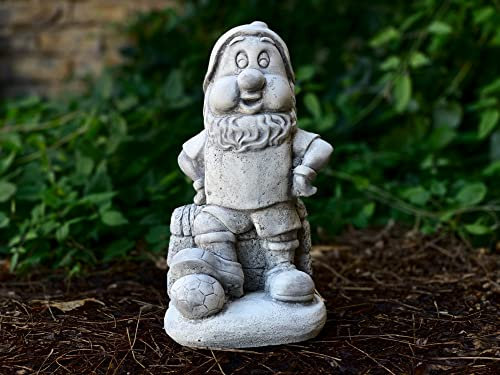 OLOMA Betonzwerg für Gartendekoration, Stein, Fußballwichtel, Skulptur, Innen- und Außenstatue, schönes Geschenk, Haus und Garten, Zementdekoration, Zement-Zwergfigur, Hinterhof-Dekoration, Ornament