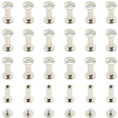 CEEYSEE 100 Stück(50Set) Buchschrauben Set M5 X 15mm Metall-Rundkopf Buchschrauben Für Leder Dekoration, Bookbinding, DIY (M5X15mm)