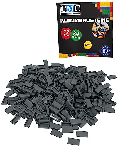 100 x Klemmbausteine Fliesen Tiles Bausteine 1x2 Noppen Kompatibel 34 Farben freie Farbenwahl (851 - Dunkel Grau)