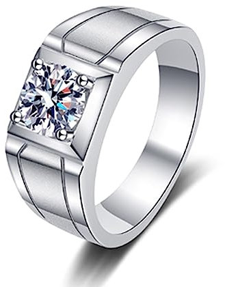 Whoiy Herren Ringe XXL, Männer Ring 925 Silber Geometrisch Größe 66 (21.0) Zirkonia Verlobungsringe für Herren