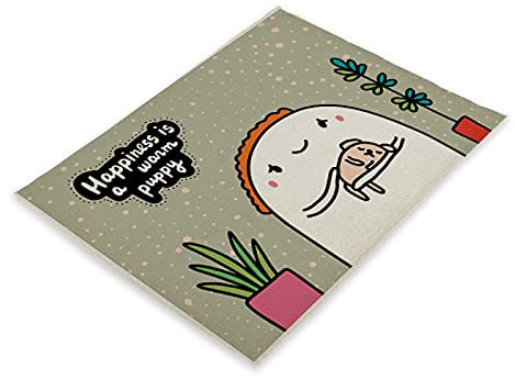 Salvamanteles Individuales Dibujos Animados Verdes Salvamanteles Individuales Mesa Juego de 2 manteles Individuales Lavables Antimanchas Antideslizante Resistente Al Calor bajoplatos Lino 45x30cm