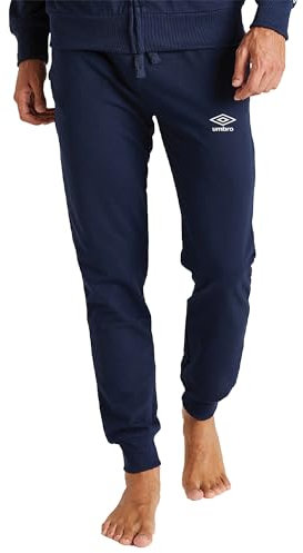 Umbro - Pantaloni Felpati della Tuta Lunghi, Joggers in Caldo Cotone per Uomo, Sportivi Ideali per Casa, Palestra, Corsa, attività Sportiva, Jogging e Tempo Libero (M, Blu Navy)