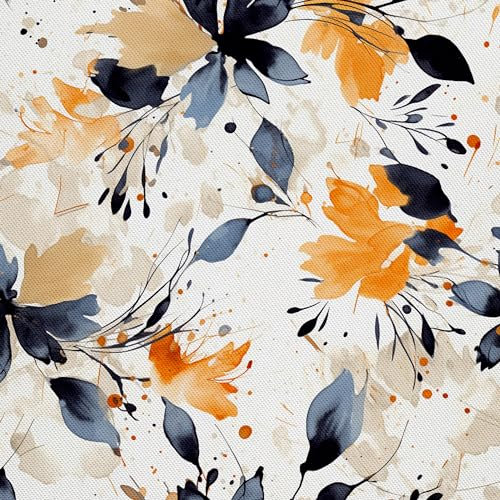 HEKO PANELS Stoff Oxford Wasserdichte Meterware Canvas-Stoff Polyester Nähstoff Dekostoffe Handwerken Wasserabweisend Blickdicht Blumenmuster Blumen Aquarell Wasserfarbe 3 Meter 155 x 300 cm DX2038