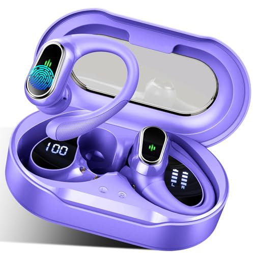 Wireless Earbuds, Bluetooth 5.3 Headphones with 4 ENC Noise Cancelling Mic, 50H Wireless Headphones Sport with Earhooks HiFi Stereo Deep Bass, IP7 Waterproof, Wireless Earphones for Sport/Gym/Running