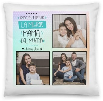 Kembilove Cojin Personalizado con Foto - Regalos Originales para el Dia de la Madre - Regalos Personalizados - Almohada Relleno cojin 40 x 40 - Cojin Mama - Gracias por ser la Mejor mamá