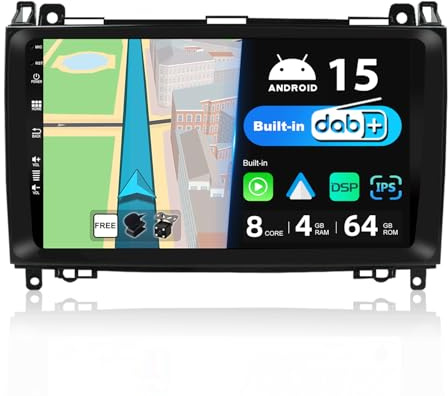 BXLIYER [DABINTEGRE INTEGRE] Android 13 bilradio för Benz W169 W245 B160 B170 B180 B200 W639 Viano W906 Sprinter - Carplay/Android Auto - 4G+64G - kamera + MIC -2 Din IPS 9 tum - 30,5 cm ratt 60-CAM