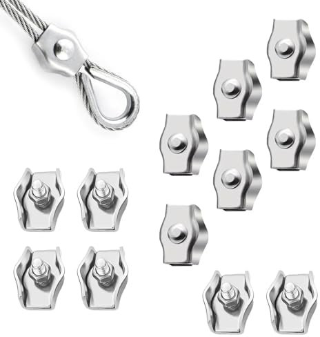 12 Pcs M3 Simplex Single Bolt Wire Rope Clips 304 Stainless Steel Cable Clamp M3 Rope Connector for 1/8 Diameter Wire Cable