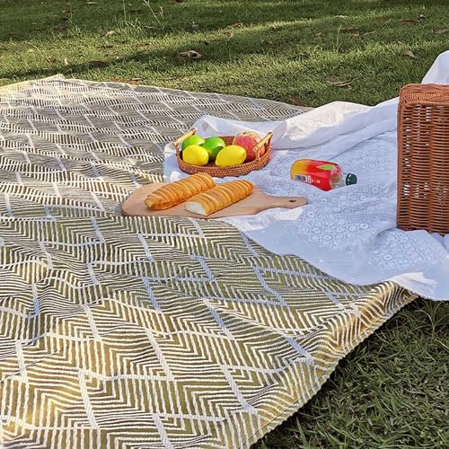 XQKXHZ Kleine Picknickdecke,Wasserdicht Waschbar Outdoor Decke,Leicht Kompakt Faltbar Campingdecke mit Tragegurt,Tragbare Stranddecke für Strand, Park, Camping, Garten,Gelb,150x200cm/60 x80