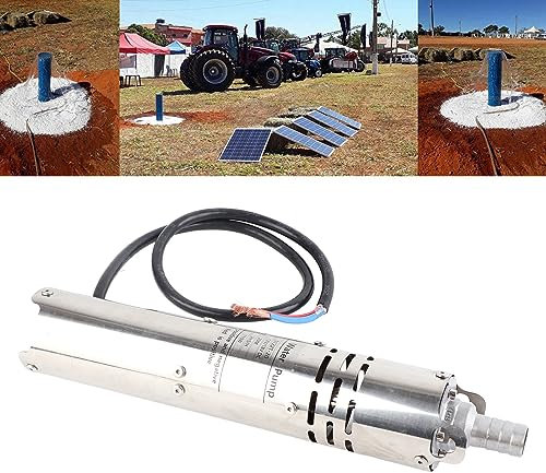 Submersible Pump, Submersible Pump 12V Solar DC Deep-Well Kit Brushless Large Permanent Magnet Electric Built‑in Sump Pumps (S122T-20)