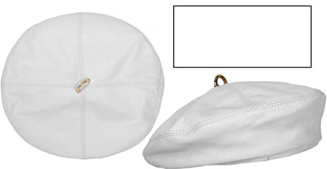 JOLIANE Flachkappe aus Leder Woher Mens Newsboy Cap Leder Hüte Woher Männer Beret Kappe Vintage Cap fahrhut Sommer flachkappe Gatsby Cap Irish Cap Flache Kappe Hut - Schiebermützen(White,XL)