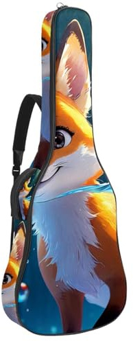 Wasserdichte Gitarrentasche mit Taschen und Schutzfutter, passend für 40/41/42 Zoll Gitarren, Lovely Fox schwimmt unter Wasser, Mehrfarbig Nr. 08, 42.9x16.9x4.7 in, Gitarrentasche
