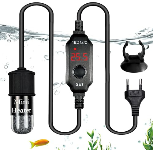 Riscaldatore per acquario, mini riscaldatore per acquario, riscaldatore sommergibile per acquari, riscaldatore digitale per acquario con display LED e regolatore di temperatura esterno regolabile