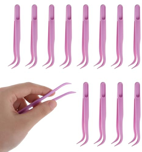 JJUNW 12 pinzas de plástico, pinzas dobladas de 4.5 pulgadas para hacer joyas de niños, manualidades, decoración de horneado, alimentación de reptiles, color morado