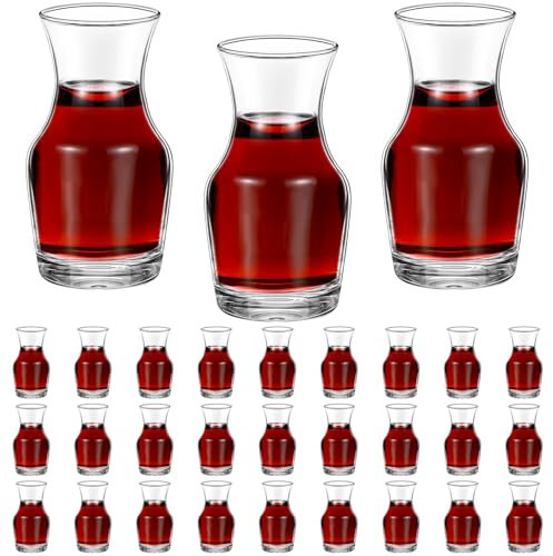 Remagr 30 Pack Wine Carafes Glass Small Single Serving Decanter,6.5 oz
