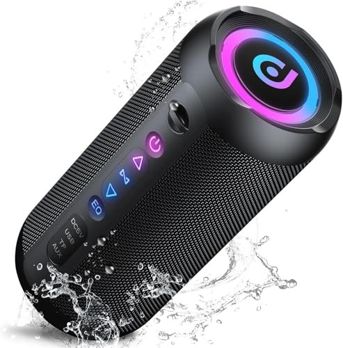 Ajblg Portable Bluetooth Speaker with 30W Stereo Sound, 3 EQ Mode & 3 RGB lights, IPX7 Waterproof, 30H Playtime, TWS Wireless Pairing, Outdoor Speaker for Home, Outdoors and Hiking