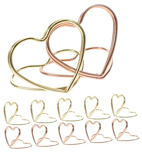 SHINEOFI 24 Trombones et Décoratifs, Alliage Plaqué Or, de Cœur, Lot de 24 pour Documents Cartes, Enveloppes École, et Maison