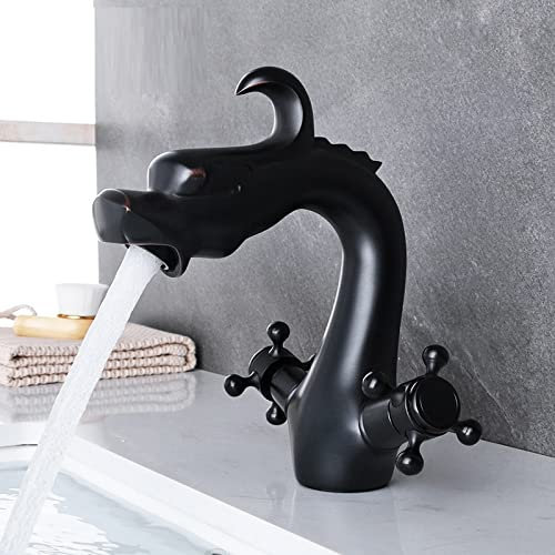 waschbecken-Wasserhahn, Warmer und kalter waschbecken-Wasserhahn, einloch-wc-waschbecken, waschbecken, hoher zwerg-Wasserhahn, schwarzes antikes unterbauwaschbecken
