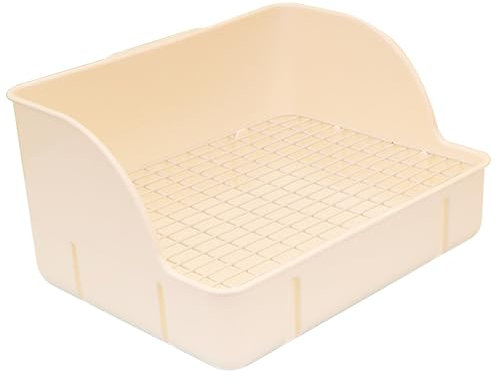 Kaninchentoilette, 29, 9 x 22, 1 x 15, 5 cm, Kunststoff-Hasentoilette mit abnehmbarem Gitter, leicht zu reinigende Meerschweinchentoilette für Kaninchen, Meerschweinchen, Frettchen und Chinchillas