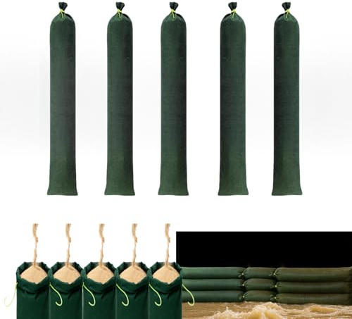 Sixinfeto Barrera Anti Inundaciones 5 unidad 120×20cm Saco Anti Inundaciones Resistente, Barrera Contra Inundaciones, Barrera Anti Inundaciones Casera para Protección del Hogar