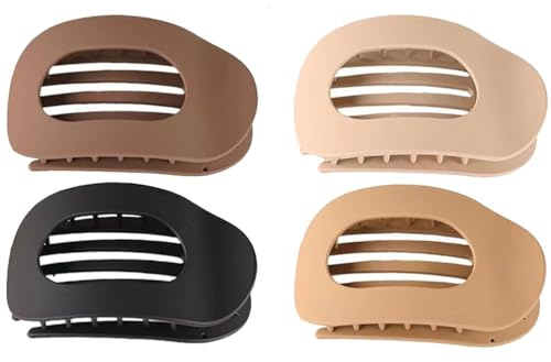 4Pcs Ensemble de Barrettes Femmes, Barrettes Ovale Plates 9.50×6.30cm, Style Moderne Minimaliste - Polyvalentes pour Tout Scénario, à Couleurs Variées
