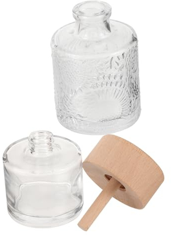 Housoutil 2piezas Botella de Vidrio para Aromaterapia Frasco Difusor Rellenable Vacío para Aceites Esenciales Decoración de Dormitorio