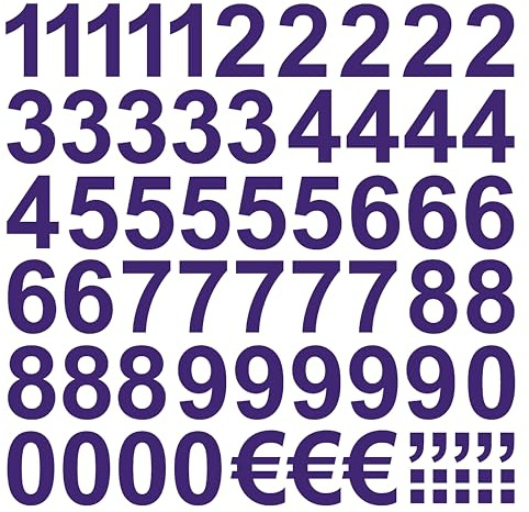 50 Klebezahlen Höhe 3cm violett lila purple glänzend glanz aus Folie wetterfest selbstklebend Zahlen Aufkleber Sticker Klebezahl Zahl Nummern Nummerierung Preisauszeichnung Beschriftung Modellbau