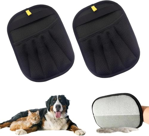 LENGAIJIN 2PCS Pet Hair Removal Glove for Cats & Dogs, 2025 Newly Upgraded Five-Finger Electrostatic Pet Hair Gloves, Reusable Pet Hair Remover Tool for Clothing, Couch, Carpet, Car Seat 2PCS