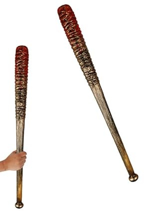 labreeze Halloween Blutige Baseballschläger mit Stacheldraht - Gruselige Horror Requisite Waffe für Erwachsene & Teens - Fake Blood Splattered Kostüm Zubehör für Fasching, Zombie Cosplay & Spukhaus