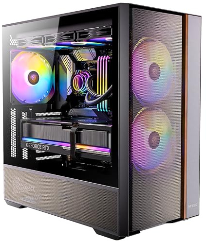 Antec Flux Bak, 5 PWM-fläktar ingår, F-LUX-plattform, främre PSU-kammare, bakåtanslutning moderkortsstöd, premium träaccenter, härdat glas, 360 mm topp kylarstöd, Mid-Tower ATX PC-fodral