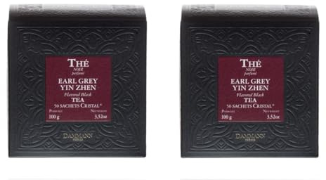Dammann Frères - Thé Earl Grey Yin Zhen - Lot 2 Boites x 50 Sachets Cristal - 100 Sachets The noir Bergamote