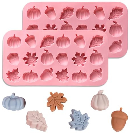 2 Moldes de Silicona 3D Otoño – Diseño Calabaza, Hoja de Arce y Bellota, Molde de Silicona para Otoño y Halloween,Formas Creativas, Molde para Chocolate, Velas, Jabón, Manualidades Acción de Gracias