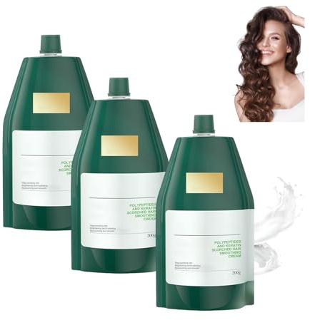 Peptid keratin-hårbalsam, djupvårdande mask, fuktgivande, utjämnande och närande hårvård kräm för torrt, skadat hår, för långvarig glans och smidighet. (3 st)