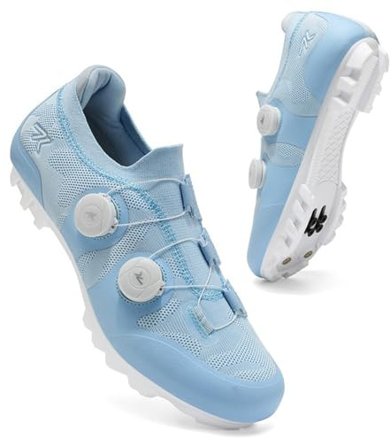 PENXZT MTB-cykelskor herr, mountainbike-cykelskor kompatibla med Shimano SPD 2-bultspedaler inomhus utomhus andningsbara racing-sneakers,Blue,40 EU