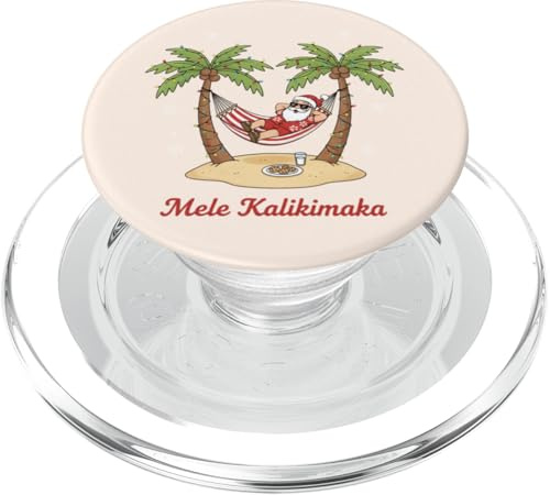 Mele Kalikimaka Natale hawaiano Santa Palm Tree Vacation PopSockets PopGrip per MagSafe