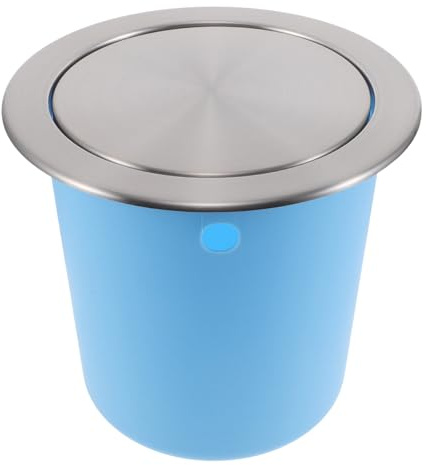 TOPPERFUN Cubo de Basura Empotrado para Encimera Tapa Abatible Silenciosa Acero Inoxidable y Plástico Resistente 430 MM Diámetro Papelera Integrada para Cocina y Baño Optimización de