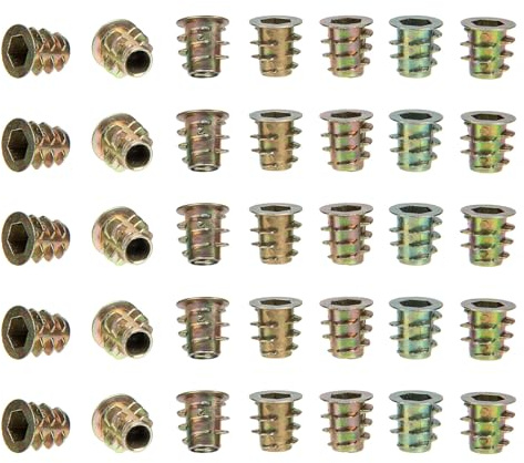 MOTHNUR Tuercas de Inserción Roscadas M5 de Aleación de Zinc, 100 Piezas, Insertos de Tornillos para Muebles de Madera Dura, Conector de Fijación para Carpintería y Ensamblaje de Muebles