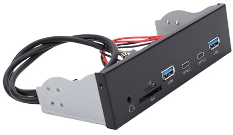 Bewinner Hub de Panneau Avant USB 3.2 Gen 1 de 5,25 Pouces avec 2 Ports USB et Ports de Type C, Prise Casque, Emplacement pour Carte Mémoire pour Boîtier PC, Baie de Lecteur Optique, Compatible avec