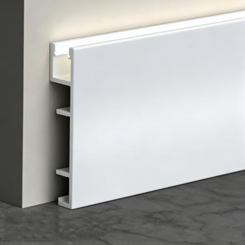 Plinthe Garniture De Plinthe En Aluminium, Plinthe De Salle De Bain De 4 5 8 Cm De Haut Avec Canal Led Pour La Protection Des Murs Et Du Sol, Moulure De Sol(B 4cm/1.6in,1.4m/4.6ft)
