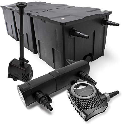Kit de filtración estanque Bio 90000l clarificador UVC 18 W 80 W bomba de bajo consumo tipo fuente