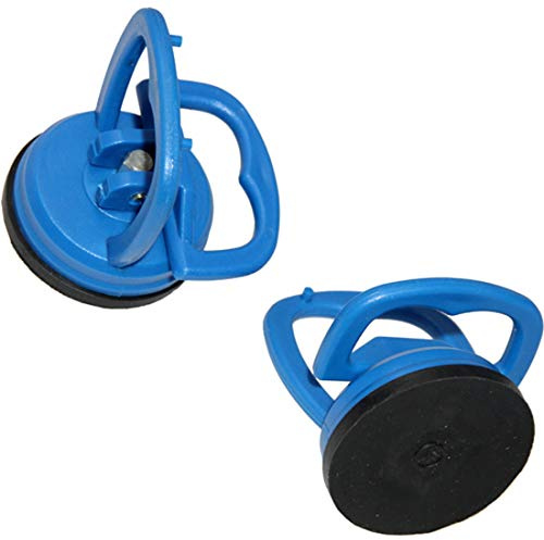 Alkan 2x Mini Saugheber 55 mm blau Einhand Saugnapf Set | Blaue Mini-Einhand-Saugnäpfe für Spiegel, Fliesen, kleine Beulen und glatte Flächen, handliches 2er Set