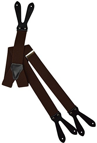 Olata Bretelle Eleganti a Forma di Y, Elastiche con Asole per Bottoni, 3,5 cm. Marrone (std)